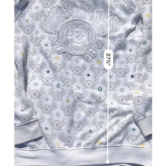 Vintage G-Unit Full Zip Track Jacket White All Over Print Logo Mens L 50 Cent - Picture 7 of 9
